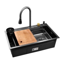 Gerhans Кухонная мойка 75х45 см, функциональная, графит\декор