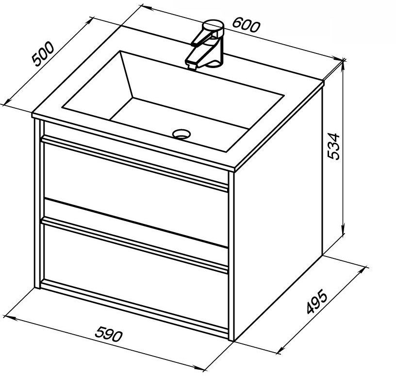 Приобрести aquanet тумба с раковиной lino 60 см, дуб веллингтон
