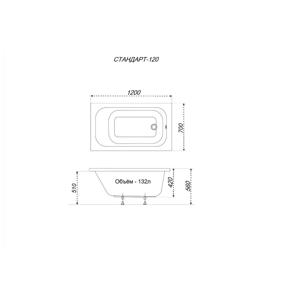Приобрести тритон ванна акриловая дина 170х75см, прямоугольная щ0000048442