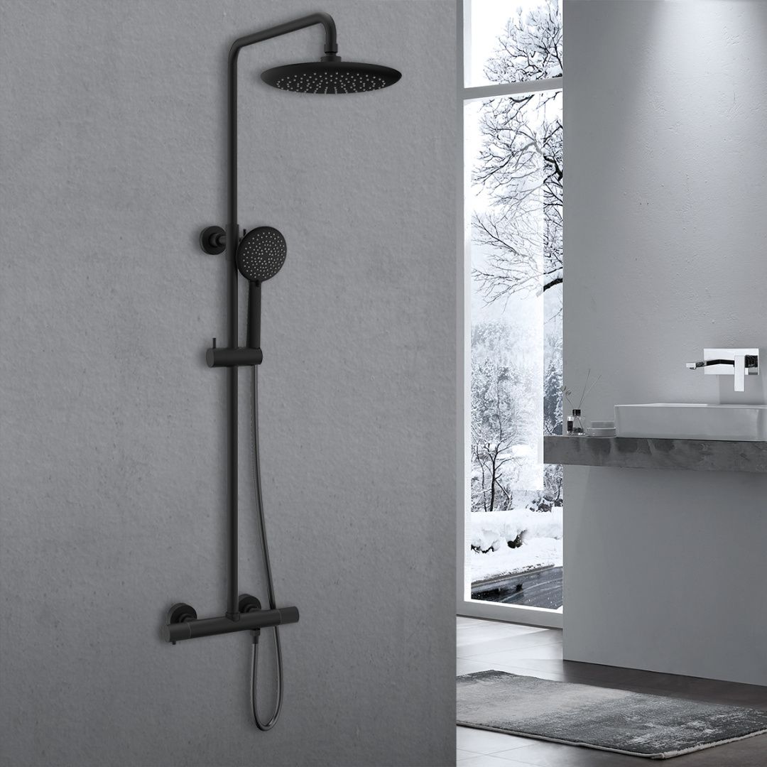 Приобрести vincea душевая стойка desire, термостат, черный матовый vsfs-1d0tmb