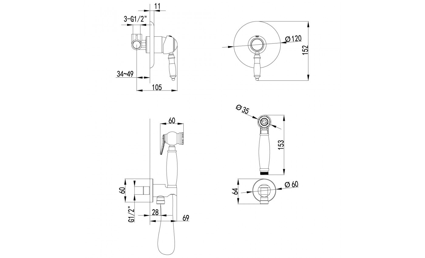 Приобрести lemark смеситель villa с гигиеническим душем, скрытый монтаж, хром lm4819c