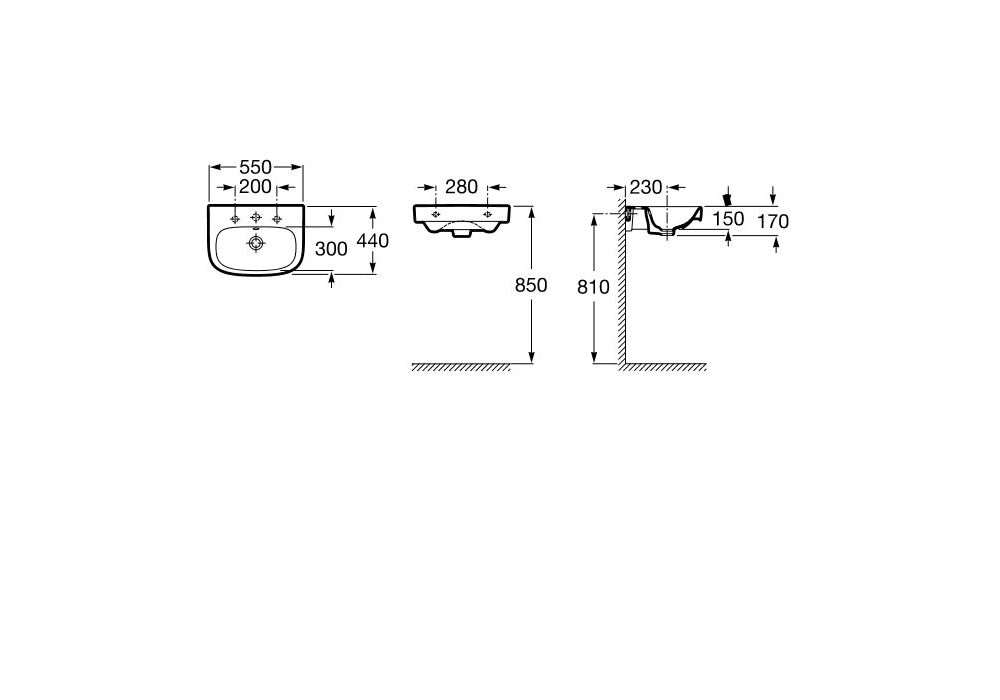Приобрести раковина подвесная roca debba 55 см 7.3279.9.500.y