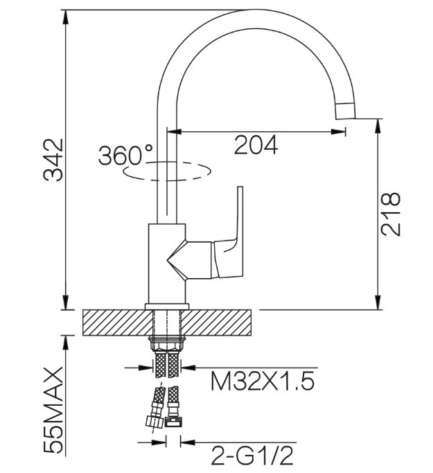 Приобрести смеситель для кухни vieir ergo 342 мм , хром v043521