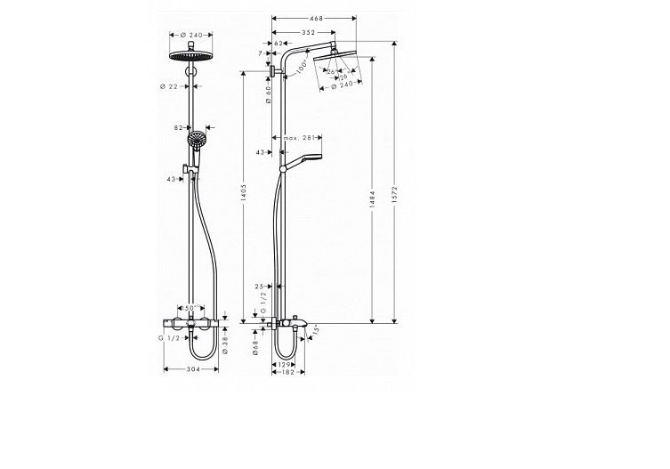 Приобрести душевая система hansgrohe crometta s 240 1jet 27320000