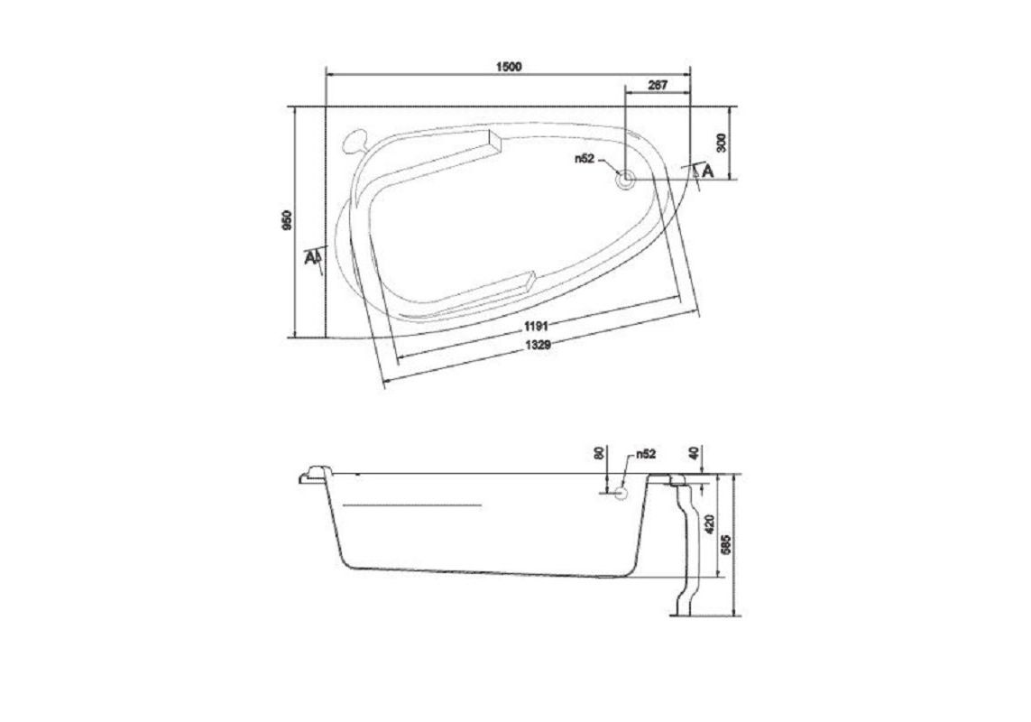Приобрести акриловая ванна cersanit joanna 150x95 см левая