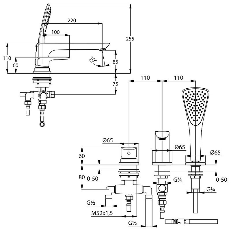 Приобрести kludi смеситель на борт ванны ameo, 3 -отверстия, хром 414470575