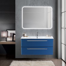 Cezares Тумба подвесная с раковиной ECO-CER 100 см Sapfiro, синяя ECO-CER-1000-2C-SO-SPF-P