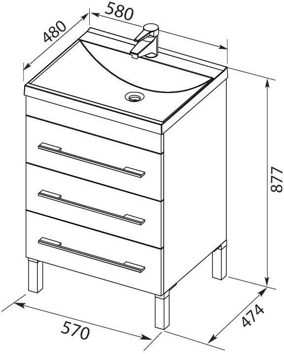 Приобрести aquanet тумба с раковиной верона 58 см, белая 00287668