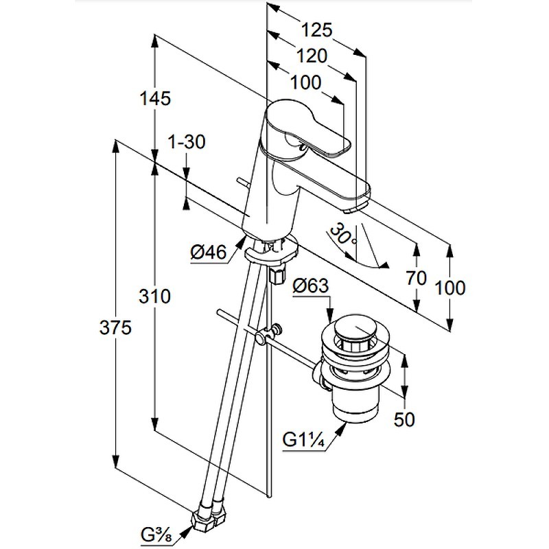 Приобрести kludi pure&easy однорычажный смеситель на умывальник 70, c донным клапаном, арт. 373829165