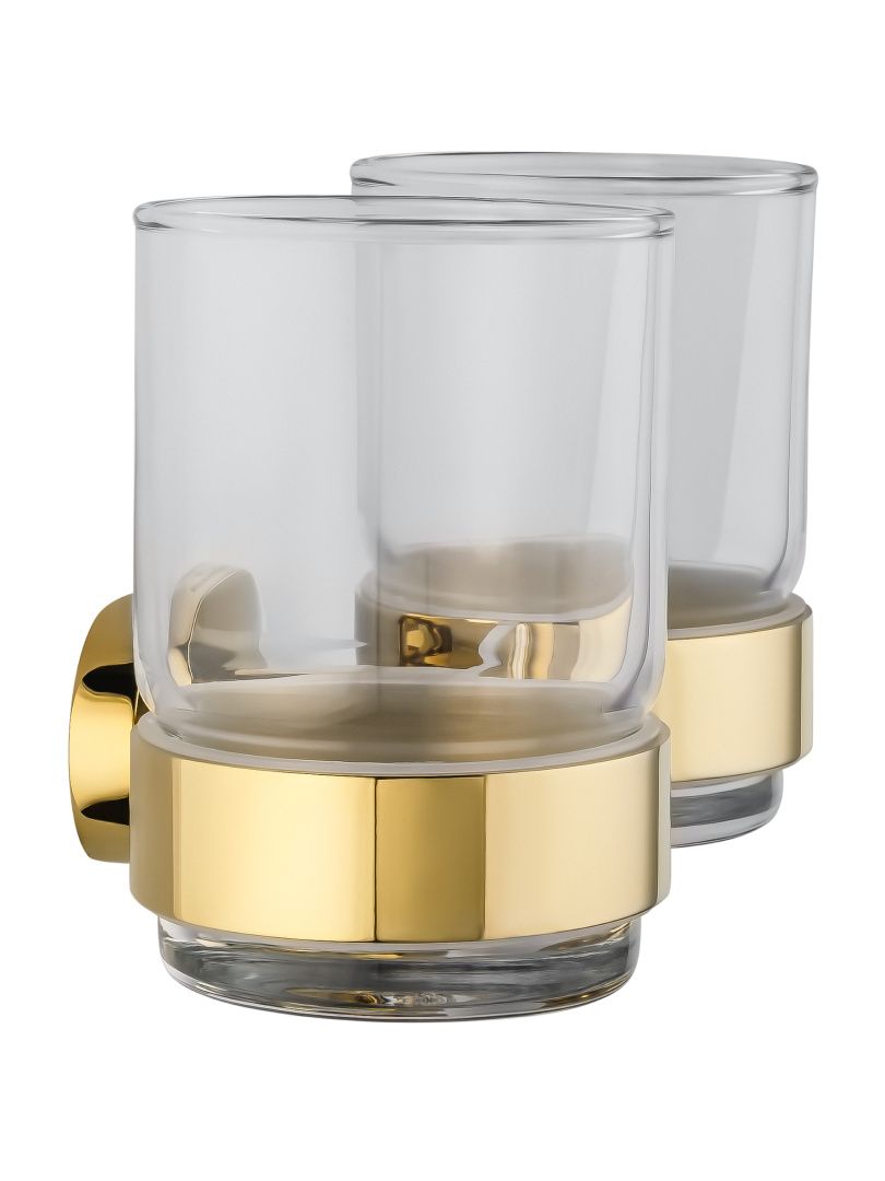 Приобрести два стакана для зубных щеток с держателем wonzon & woghand first, глянцевое золото (ww-8428-lg)