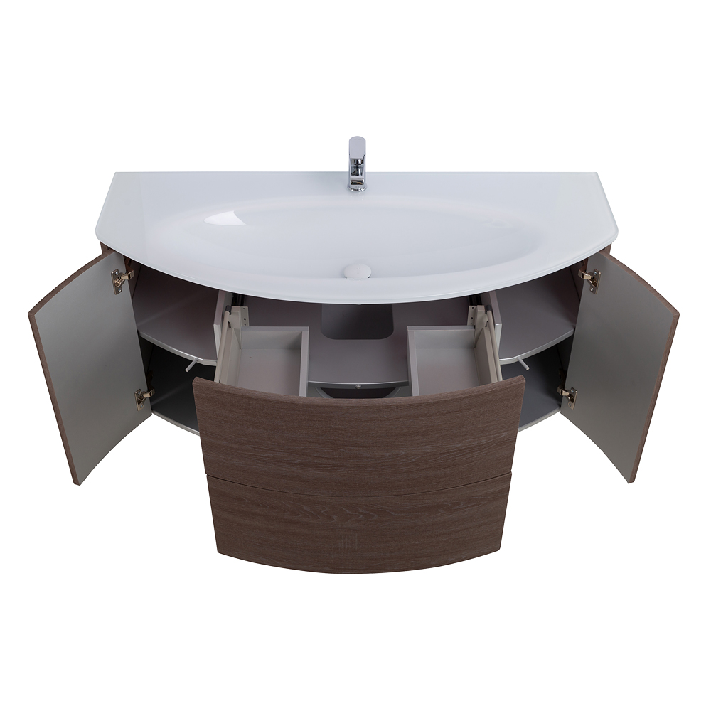 Приобрести cezares тумба подвесная с раковиной eden 121 см rovere scuro soft, стекло, коричневая 54408