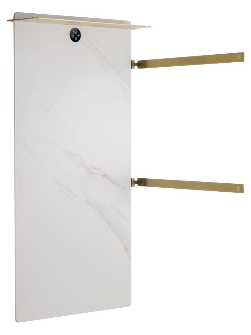 Приобрести полотенцесушитель электрический с каменной плитой белый мрамор wonzon & woghand stuttgart, брашированное золото (ww-a504w-bg)