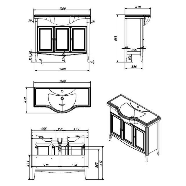 Приобрести caprigo тумба с раковиной lion 105 см, дерево, экошпон
