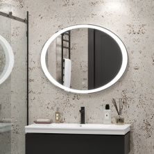 Continent Зеркало с подсветкой Credo 90х70 см, сенсорный включатель, белое