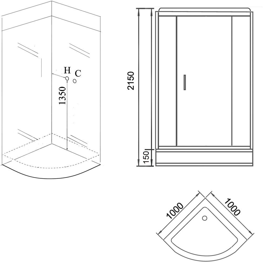 Приобрести grossman душевая кабина 100х100 см, полукруглая, черная\прозрачное gr260