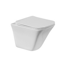 BelBagno Унитаз безободковый подвесной MARMI с сиденьем дюропласт, микролифт, белый BB052CHR/BB052SC