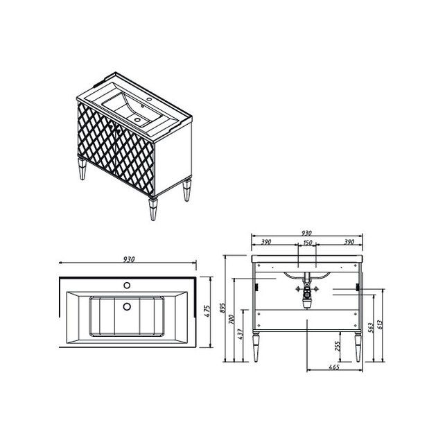 Приобрести caprigo тумба с раковиной roma 90 см, море