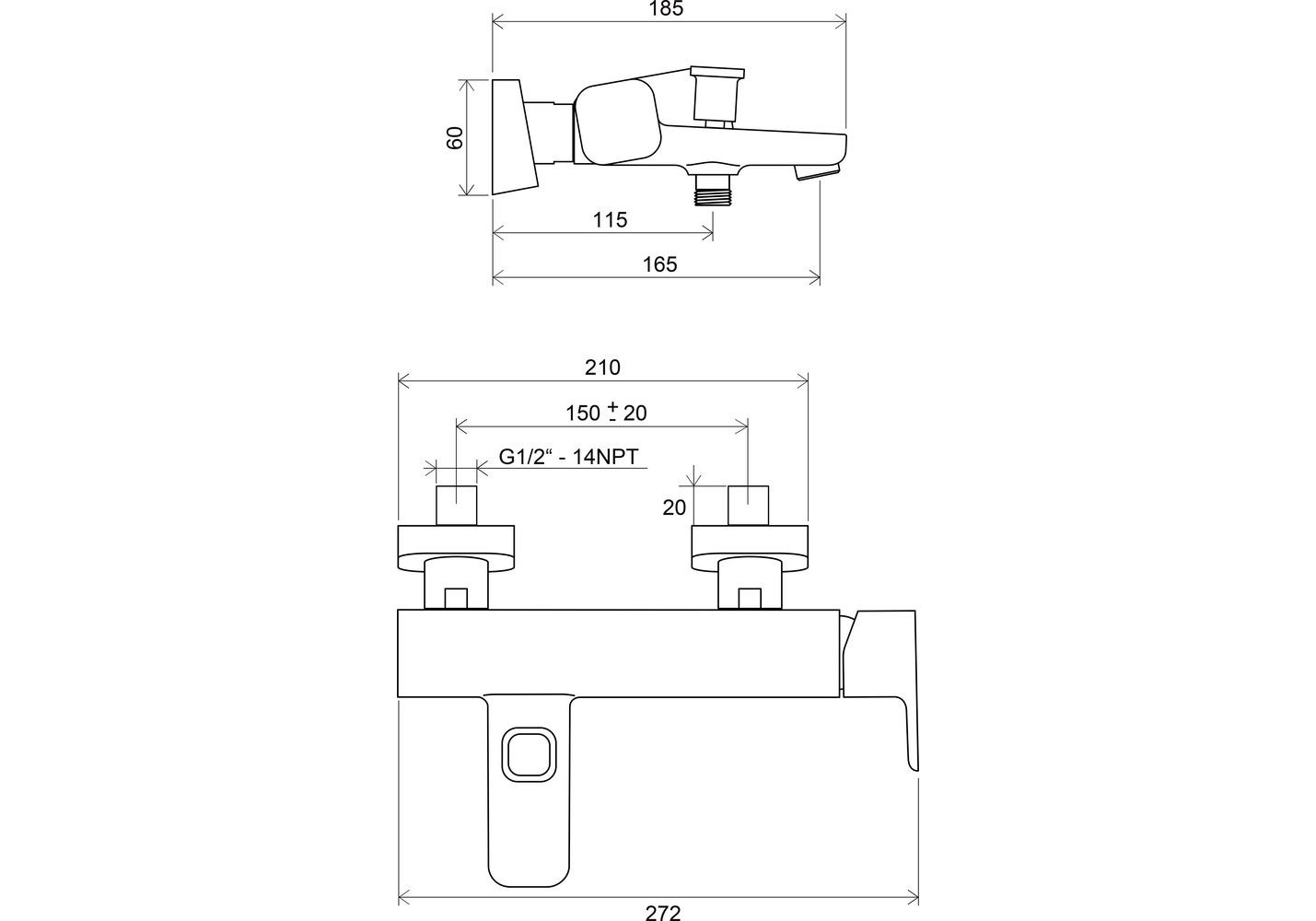 Приобрести смеситель для ванны ravak 10° td 022.00/150 x070065