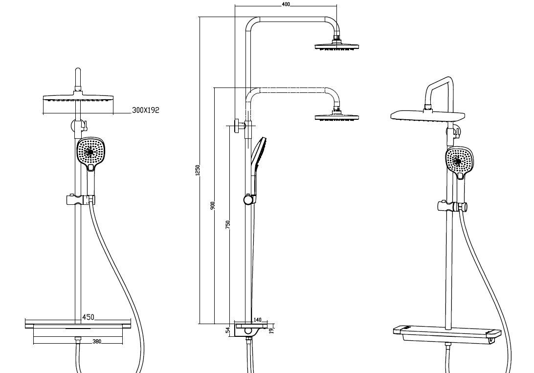 Приобрести savol душевая система d 300мм, прямоугольная, черный матовый sk-h3145h