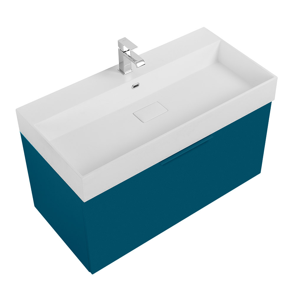 Приобрести cezares тумба подвесная с раковиной premium 90 см blu petrolio, голубая 55403