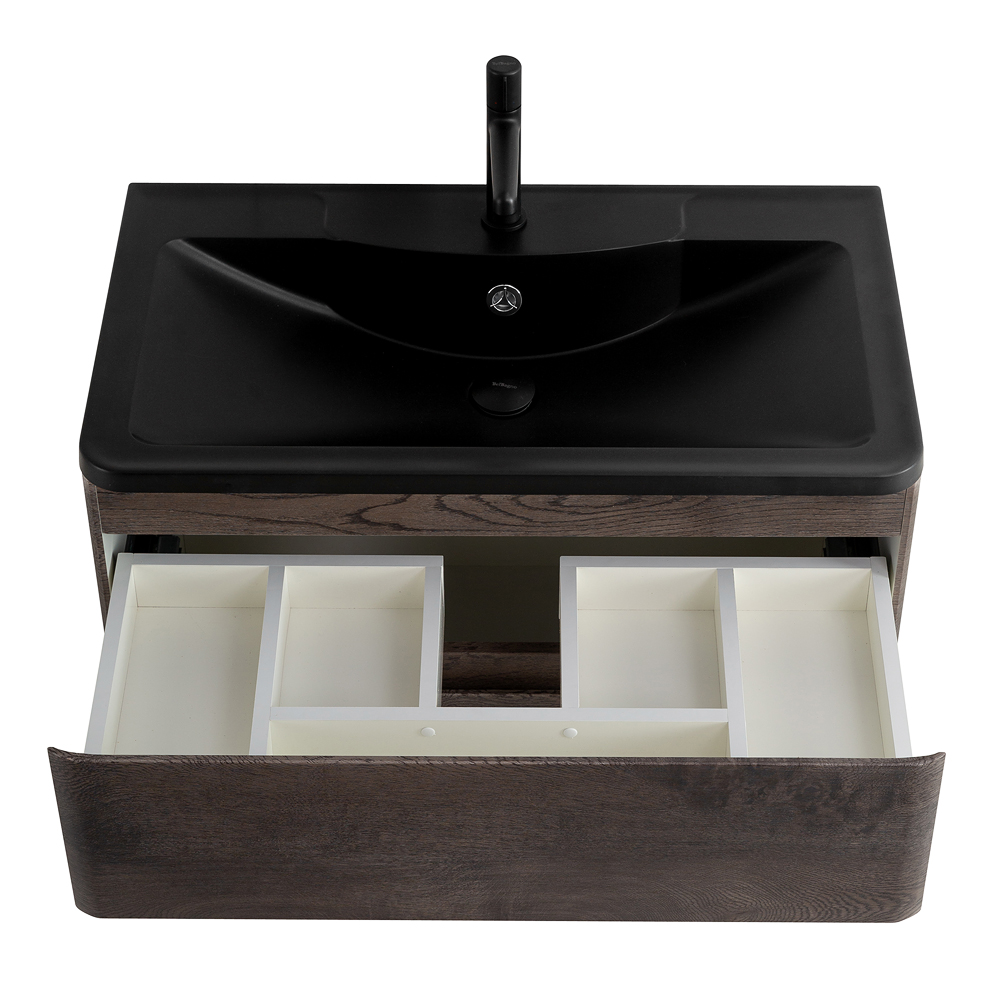 Приобрести belbagno тумба с раковиной albano 100 см, подвесная rovere nature grigio, чёрная раковина