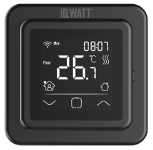 IQWATT Программируемый терморегулятор SMART HEAT Wi-Fi BLACK с сенсорным дисплеем