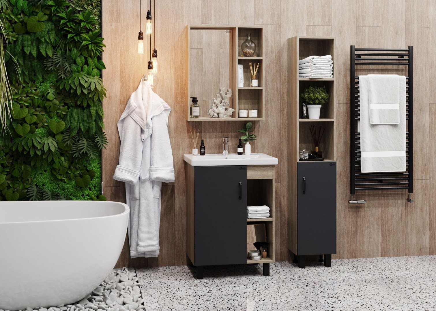 Приобрести onika пенал напольный тимбер 170х30см, серый мат./дуб сонома 403067