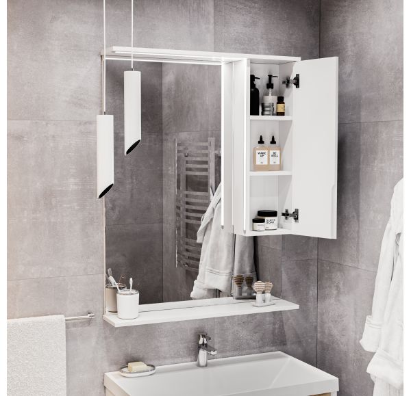 Приобрести mirsant зеркало шкаф soho 60 см, led подсветка, белый, левый ут000083891