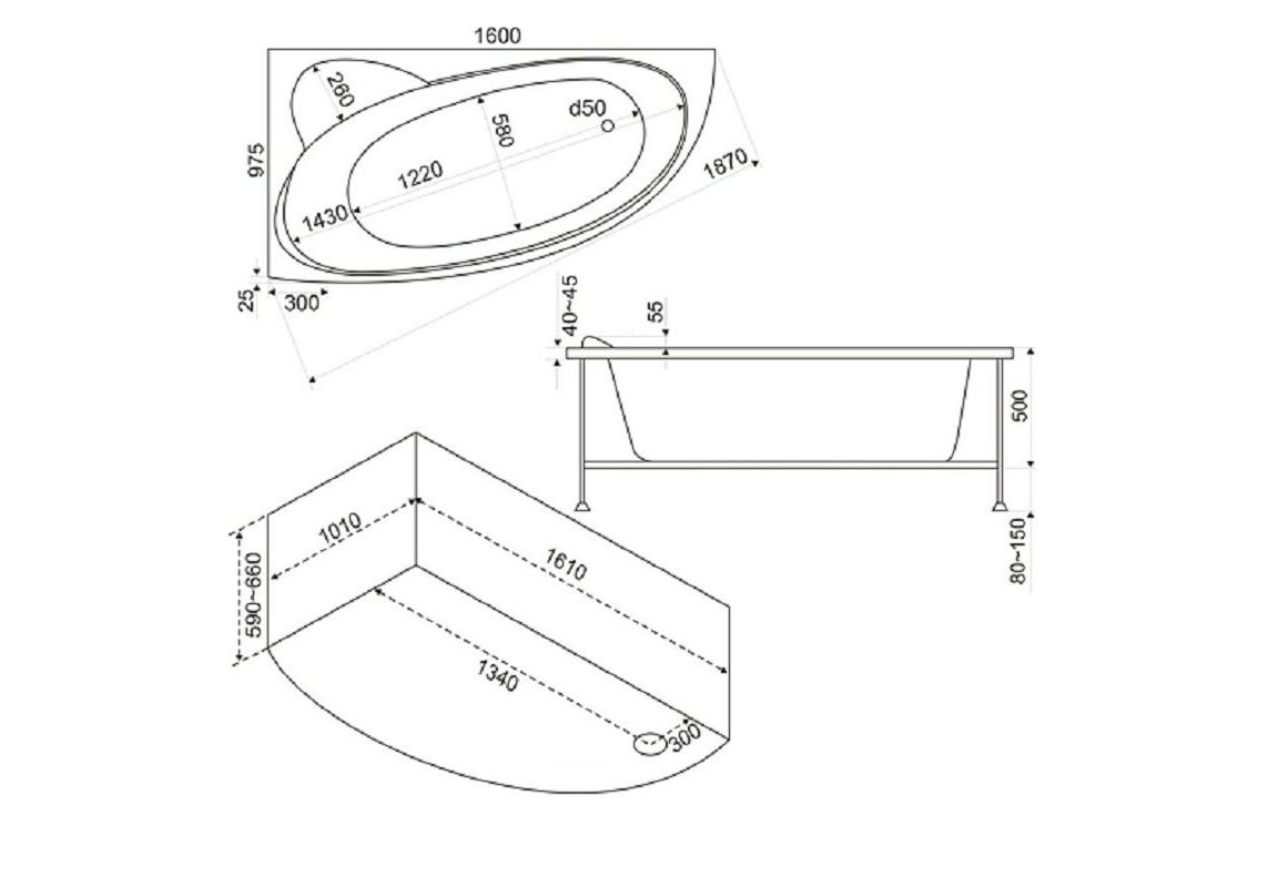 Приобрести bas акриловая ванна сагра l 160*100