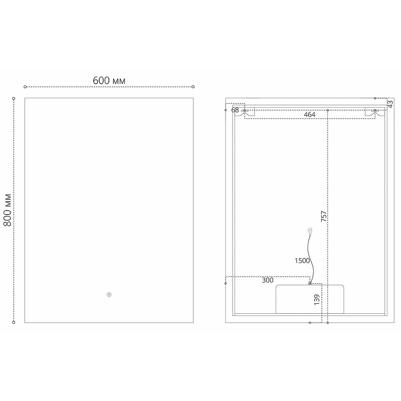 Приобрести grossman зеркало с подсветкой pragma норма 60х80 см, с подогревом, белое 186080