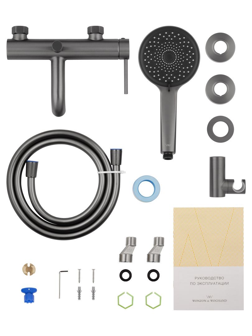 Приобрести смеситель для ванны с душем wonzon & woghand stick, темный графит (ww-88639017-bgm)
