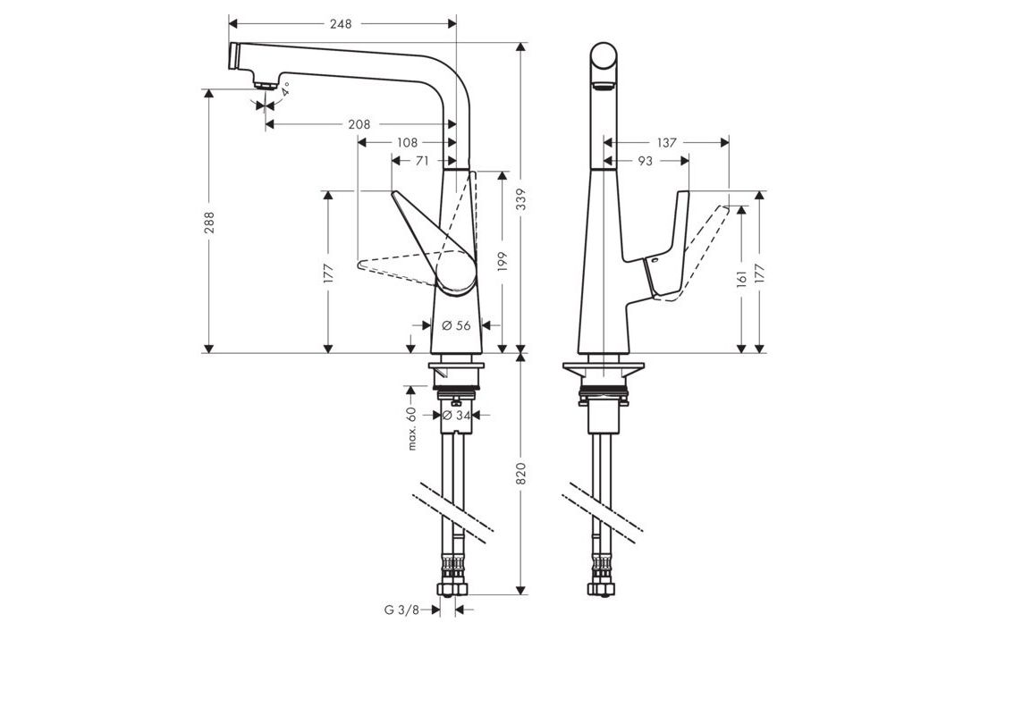 Приобрести смеситель для кухни hansgrohe talis select s 300 72820000
