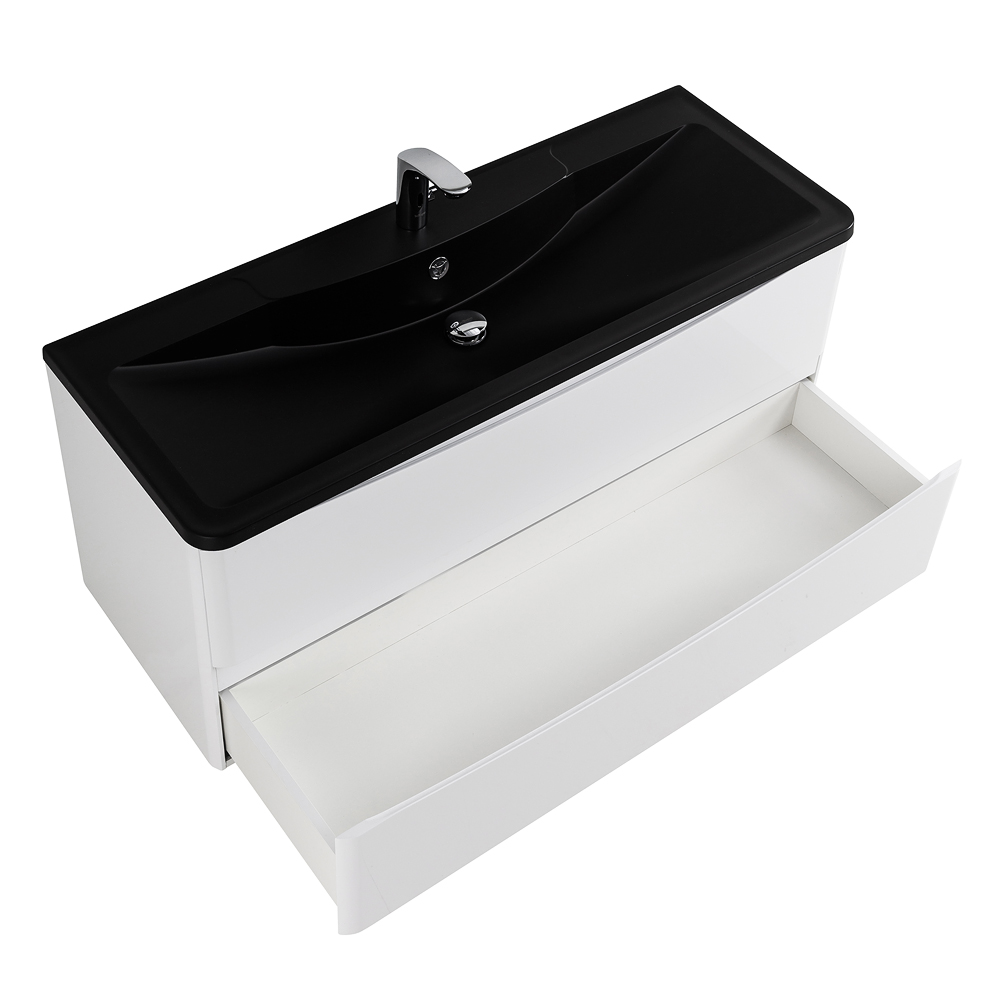 Приобрести belbagno тумба с раковиной acqua 120 см, подвесная bianco lucido, чёрная раковина