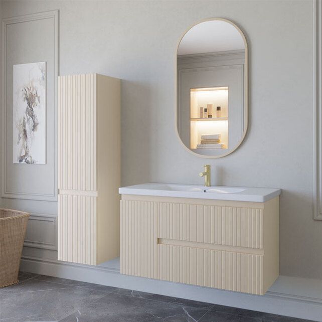 Приобрести caprigo тумба с раковиной forte-smalty stripe 100 см, левая, кремовая, эмаль