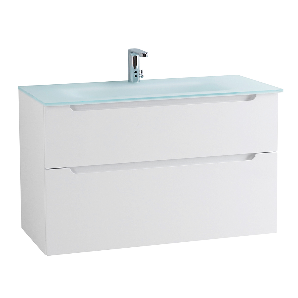 Приобрести belbagno тумба с раковиной etna-h60 100 см, подвесная bianco lucido, стеклянная раковина