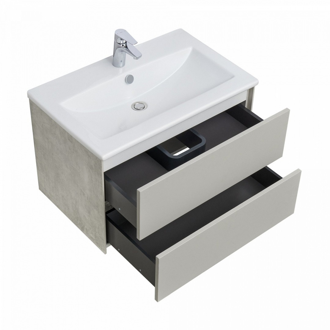 Приобрести тумба подвесная с раковиной акватон сохо 75 см, слэйт \ галька серая