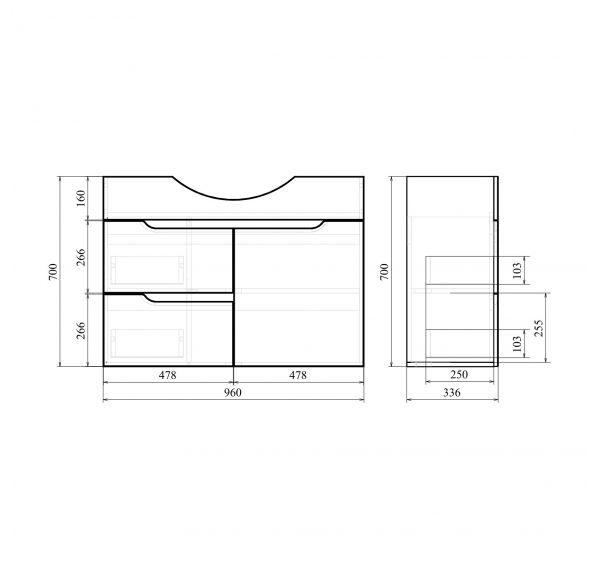 Приобрести mirsant тумба напольная soho 100 см с раковиной ут000027602