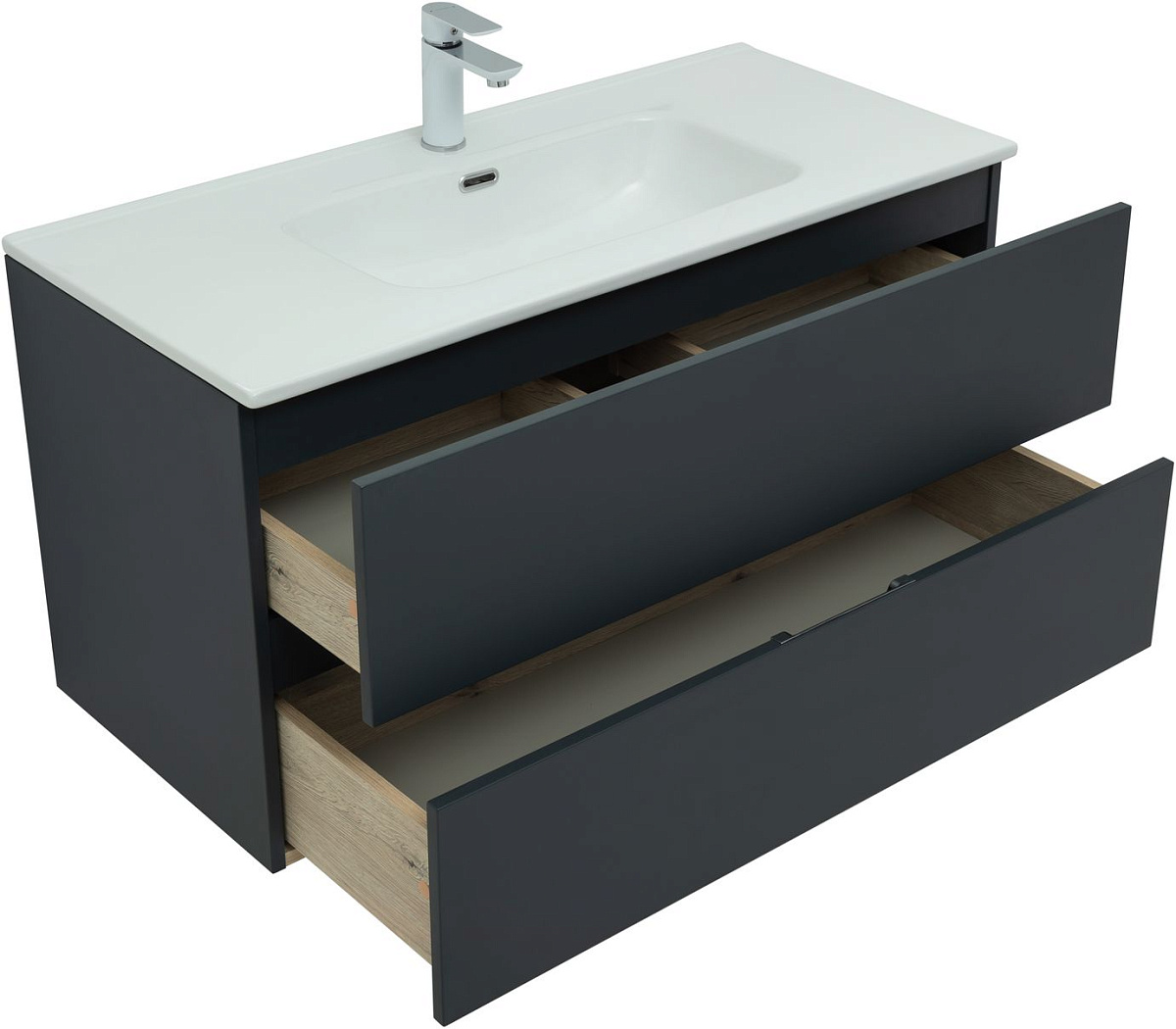 Приобрести aquanet тумба с раковиной алвита new 100 см, 2 ящика, антрацит