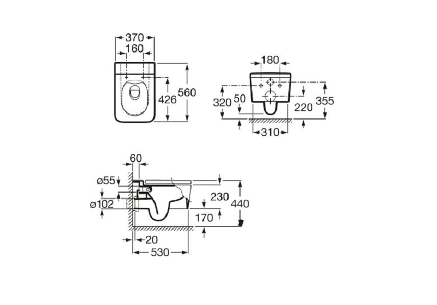 Приобрести унитаз подвесной безободковый roca inspira square 7.3465.3.700.0