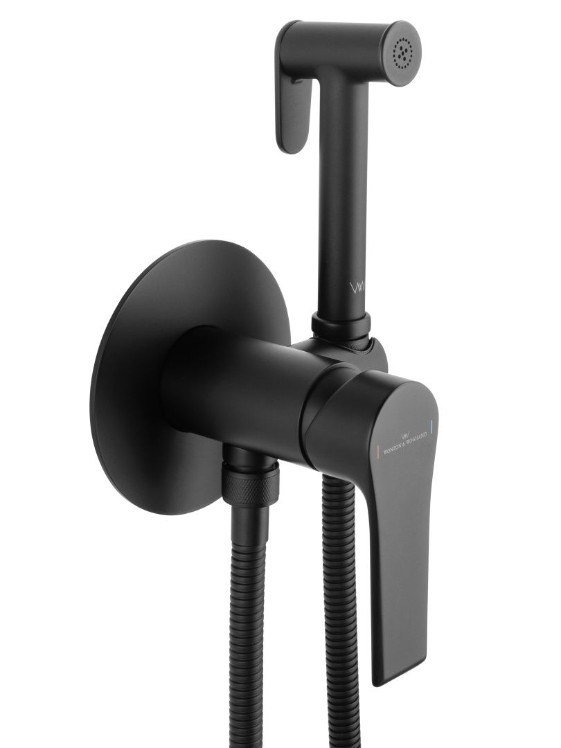 Приобрести смеситель с гигиеническим душем встраиваемый wonzon & woghand brilliant, черный матовый (ww-88829079-mb)