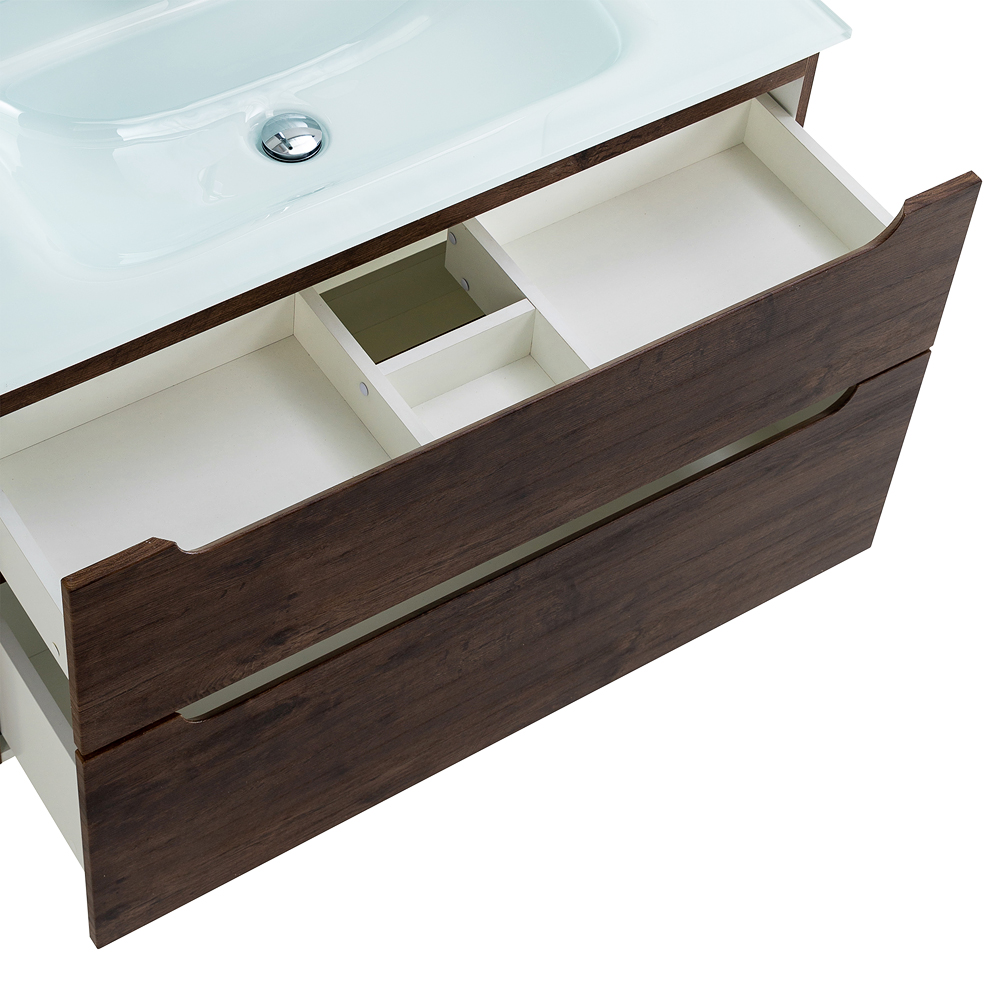 Приобрести belbagno тумба с раковиной etna-h60 100 см, подвесная rovere moro, стеклянная раковина