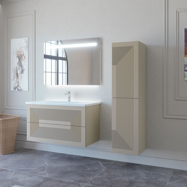 Приобрести caprigo пенал подвесной modo quarta 35 см, левосторонний, бежевый 35750l-sf023