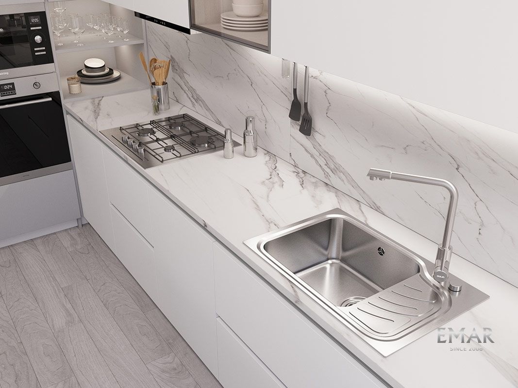 Приобрести oulin кухонная мойка 69х45 см, левостороняя, сатин oulin ol-327l