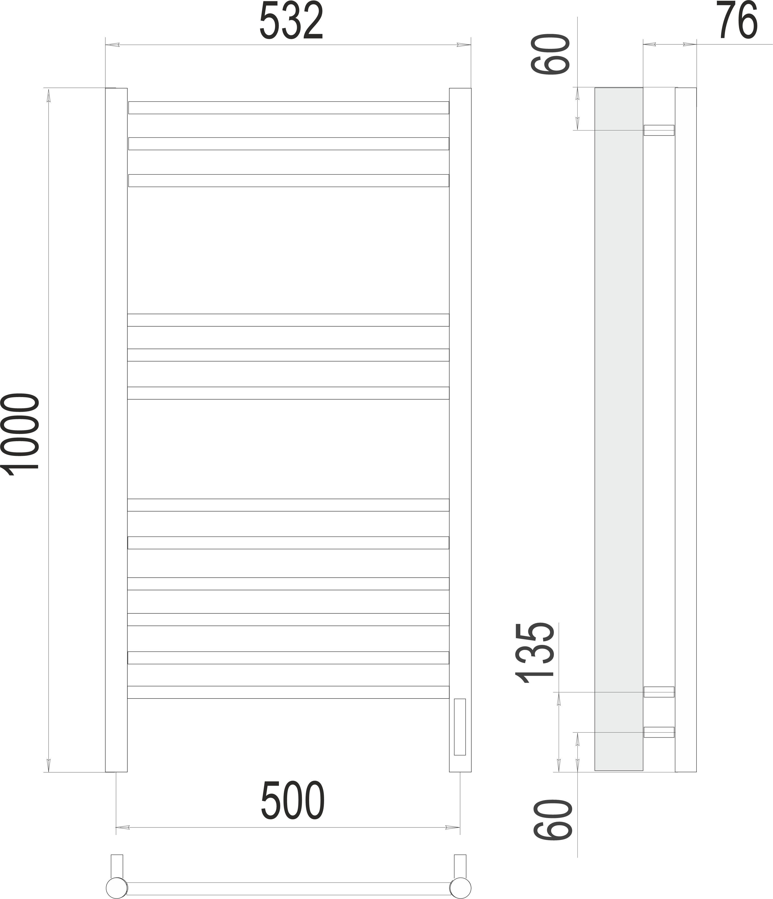 Приобрести полотенцесушитель 500х1000 мм электрический terminus аврора п12 4670078527226