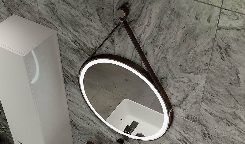 Приобрести jorno зеркало wood 50 см, с подсветкой, датчик движения, кожа