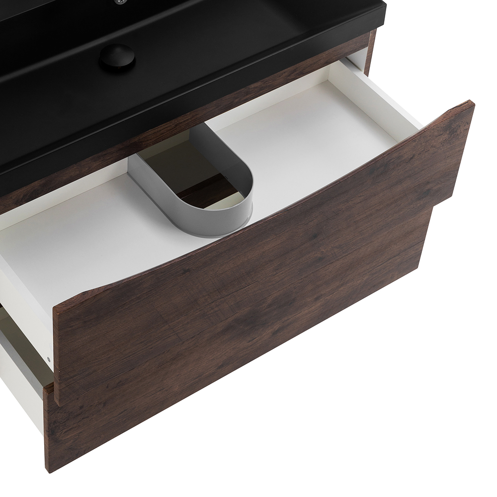 Приобрести belbagno тумба с раковиной marino 90 см, подвесная rovere moro, чёрная раковина