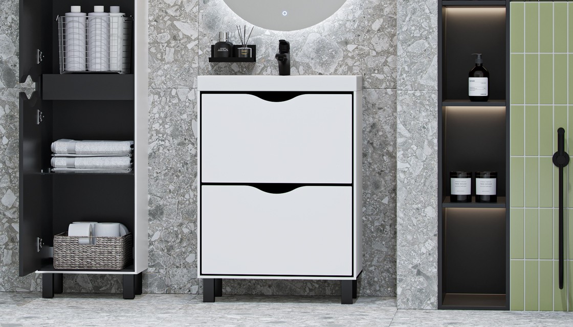 Приобрести тумба напольная с раковиной velvex rigli 60 см белый/графит tnrig.60.2y-21.631.231