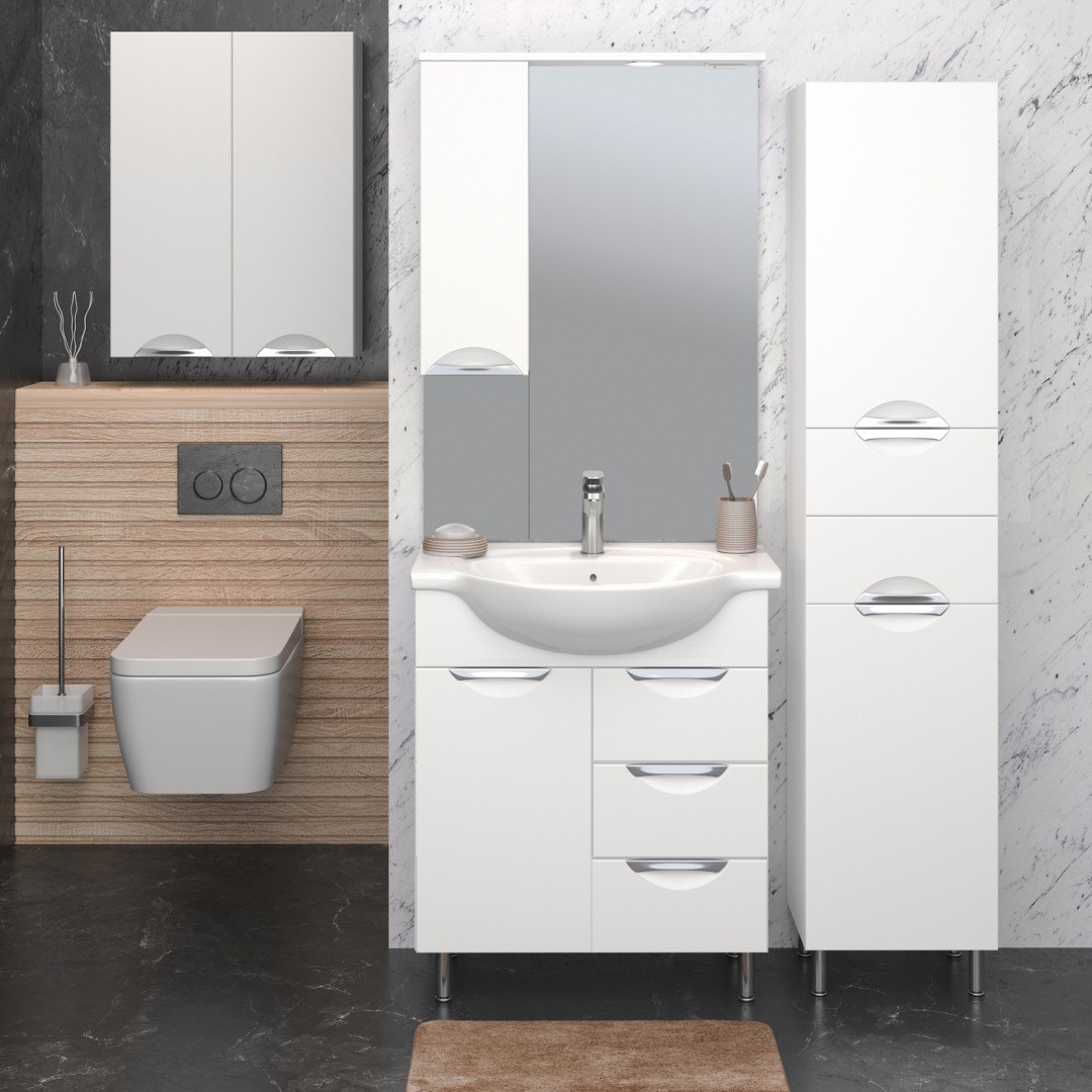 Приобрести aqua de marco зеркало-шкаф eleganse 70 см, левое, белый\хром 1070cele/l