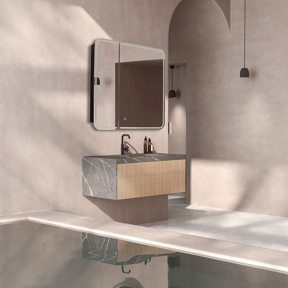 Приобрести зеркало-шкаф azario alliance - black 80,5х80см с подсветкой, led-00002611