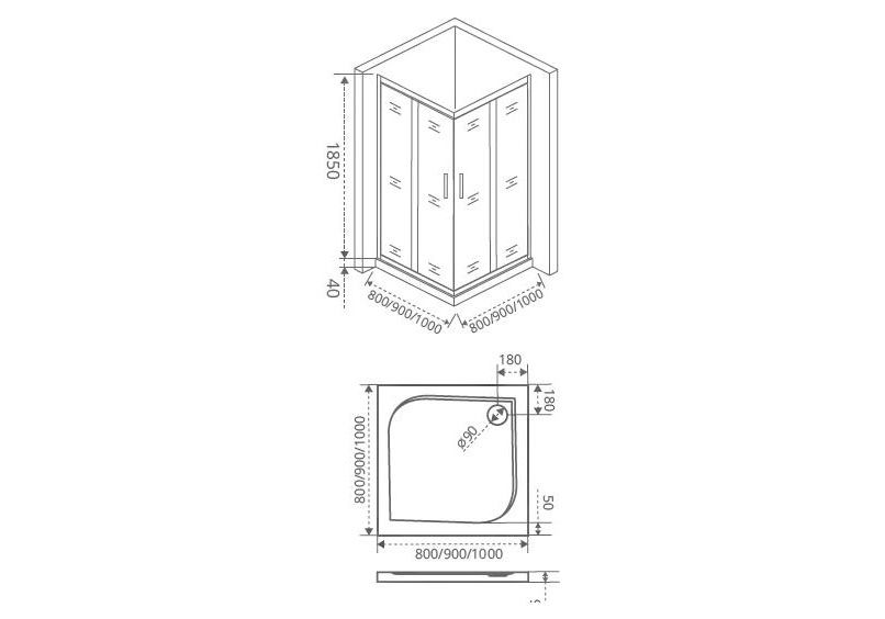 Приобрести ограждение душевое bas latte cr-100-g-we 100х100 см (матовое стекло)